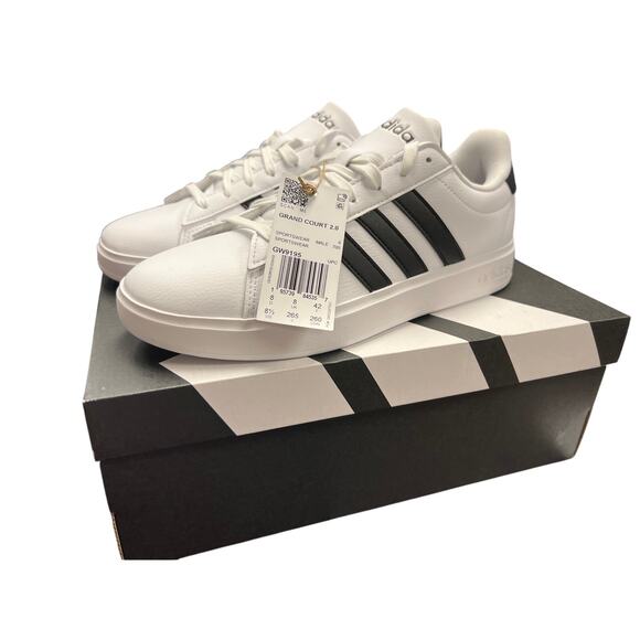 Adidas Men's Grand Court 2.0 3-Stripe Cloudfoam Shoes, Size 8.5 8 1/2, New - Picture 1 of 9